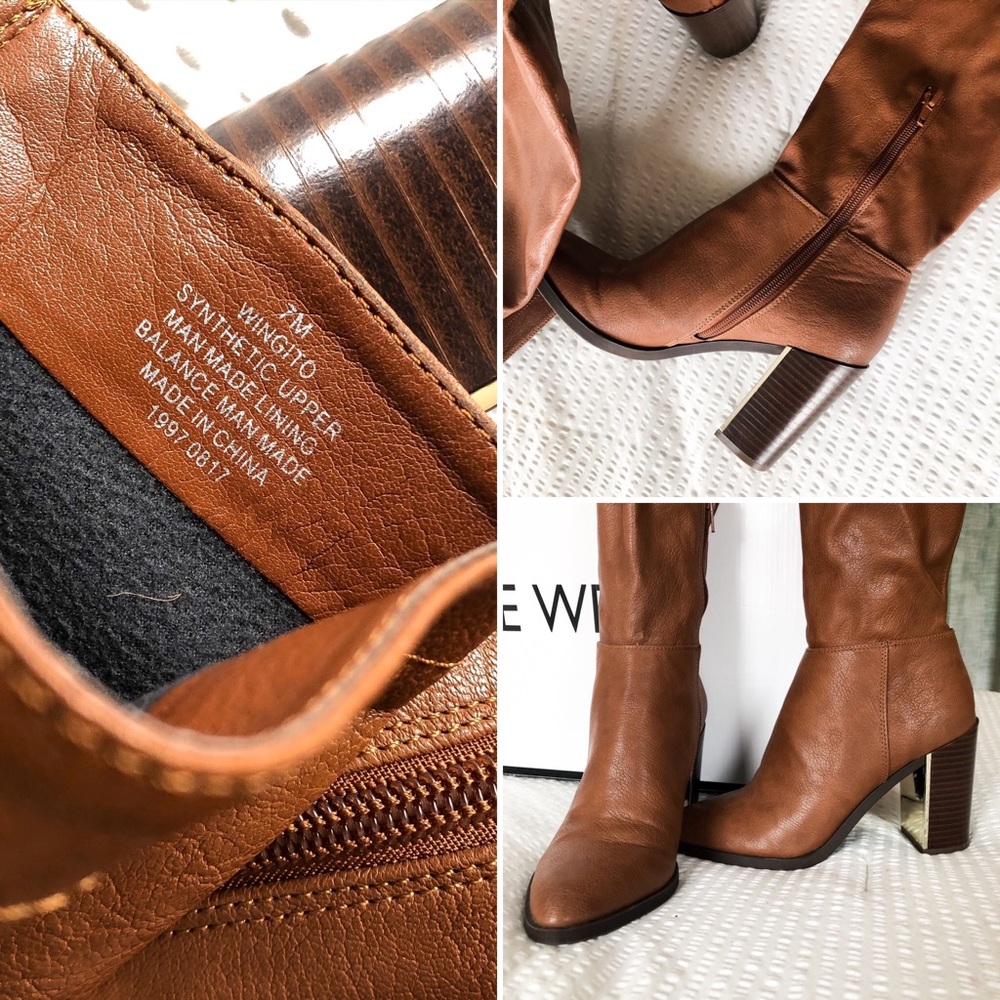 ( Sold )Nine West Wing It Boots in Cognac/Gold - Picture 5 of 8